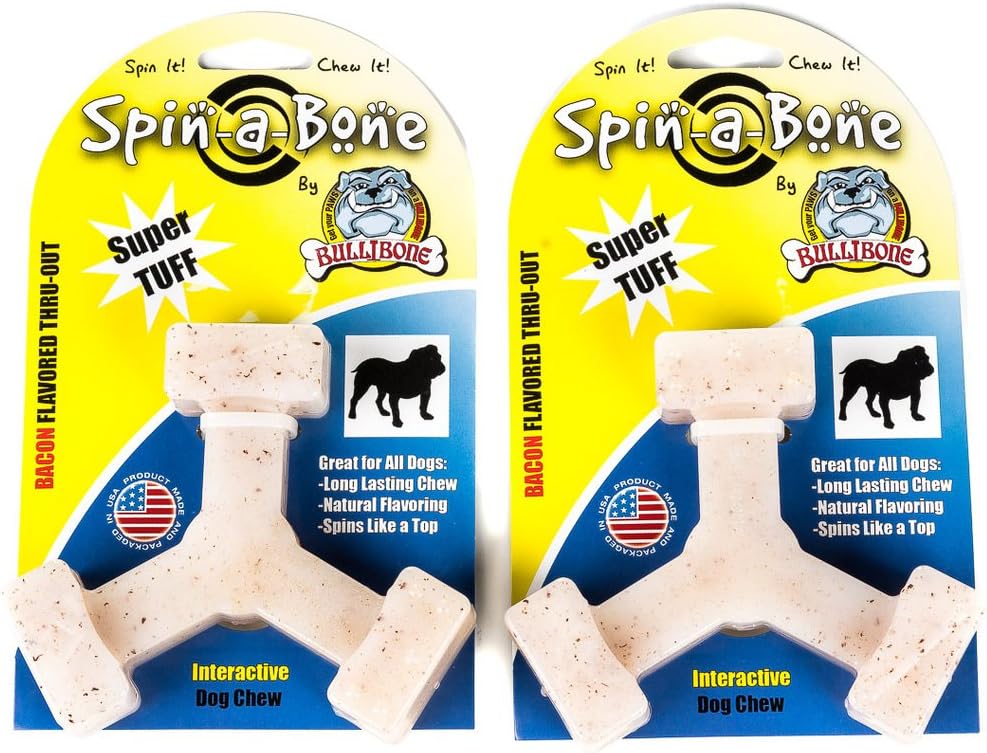 Nylon Dog Chew Toy Spin-a-Bone - Interactive Dog Toy, Triggers Natural Instincts, and Improves Oral Health Regular - 2 Pack 2PackBul014