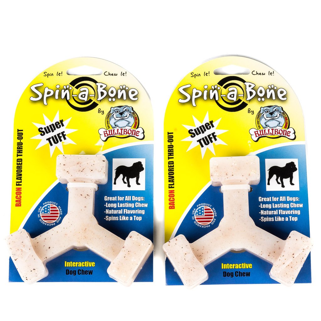 BulliboneNylon Dog Chew Toy Spin-a-Bone - Interactive Dog Toy, Triggers Natural Instincts, and Improves Oral Health Regular - 2 Pack 2PackBul014