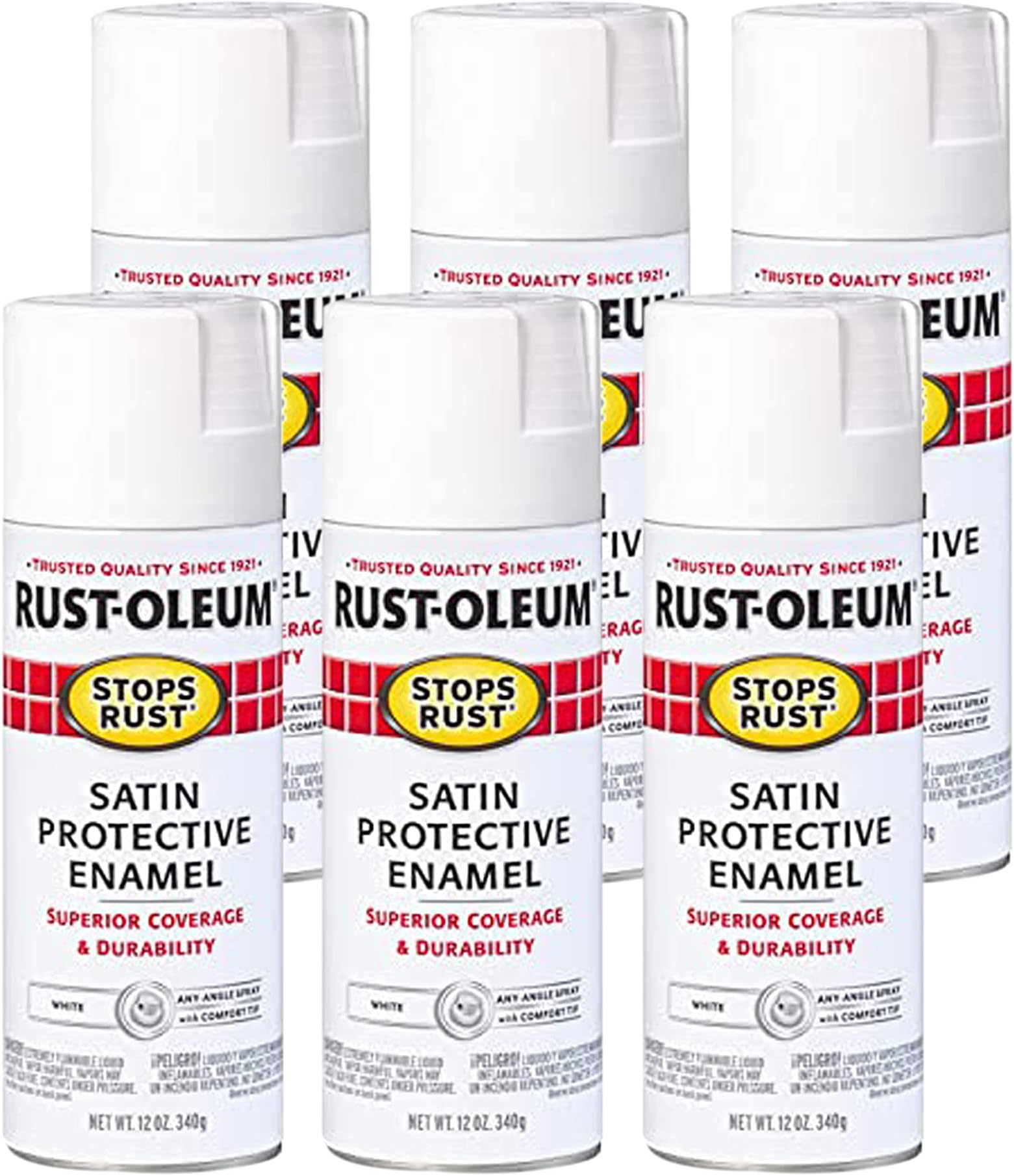 Rust-Oleum 7791830-6PK 錆止めスプレー 6パック サテンホワイト ペイント6缶