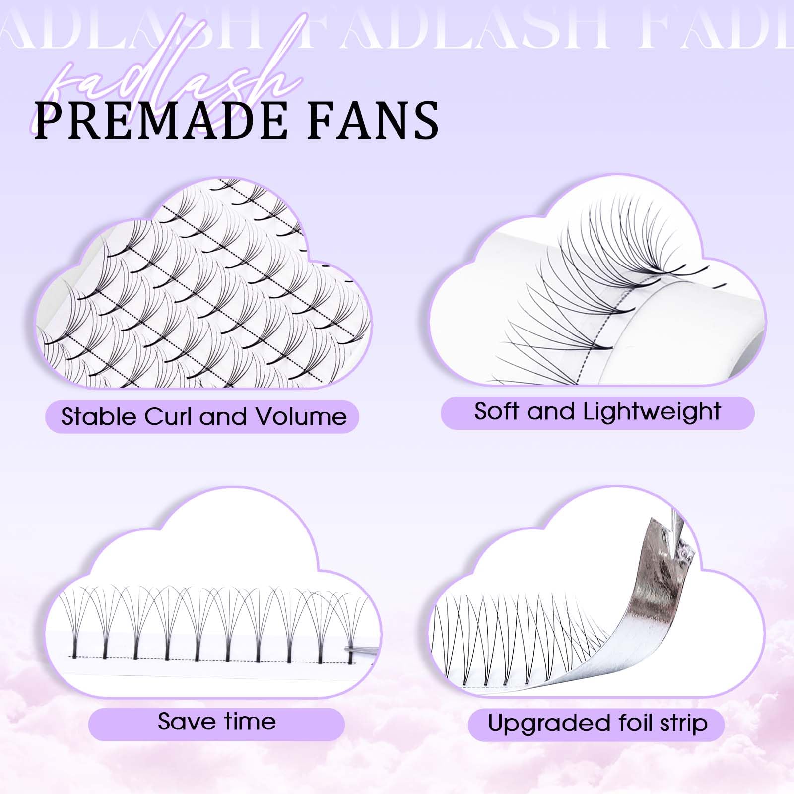Volumen Ruso 10D 0.07mm C Curl 15mm Prefabricados Extensiones de Pestañas Volume Lashes Extension Ruso Pestañas — view 284