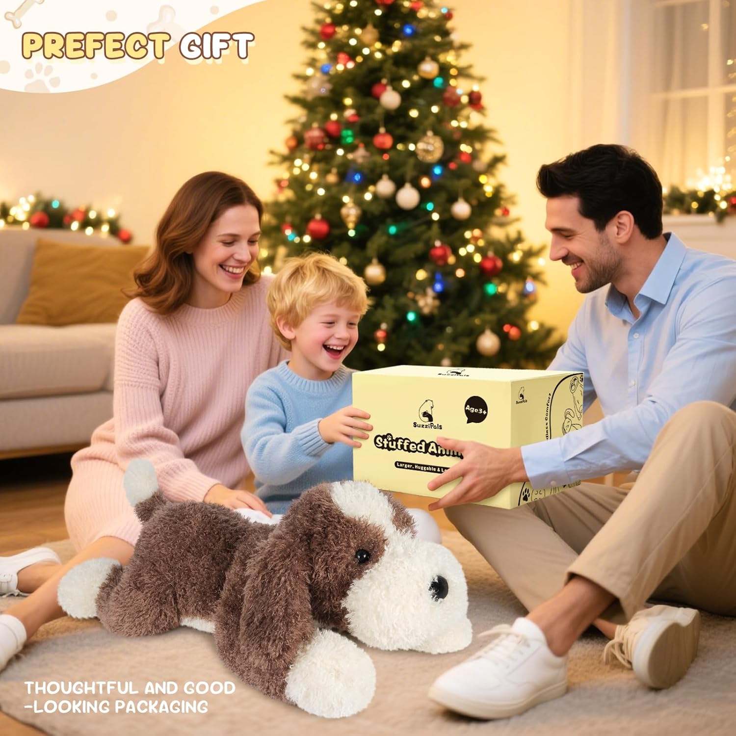 Giant Brown Dog Stuffed Animal 30", Jumbo Soft Giant Stuffed Animal, Big Dog Plush Toys for Stress Relief & Sleep Aid, Huge Cuddly Cute Plushies Golden Retriever Gifts for Kids Adults - Image 8