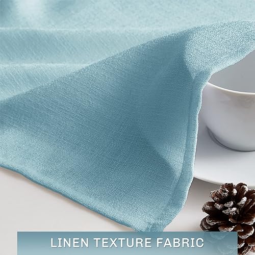 Miniatura 8 de Melodieux Cortinas semitransparentes azules para puerta francesa de 72 pulgadas de largo, cortinas de gasa con aspecto de lino para puerta