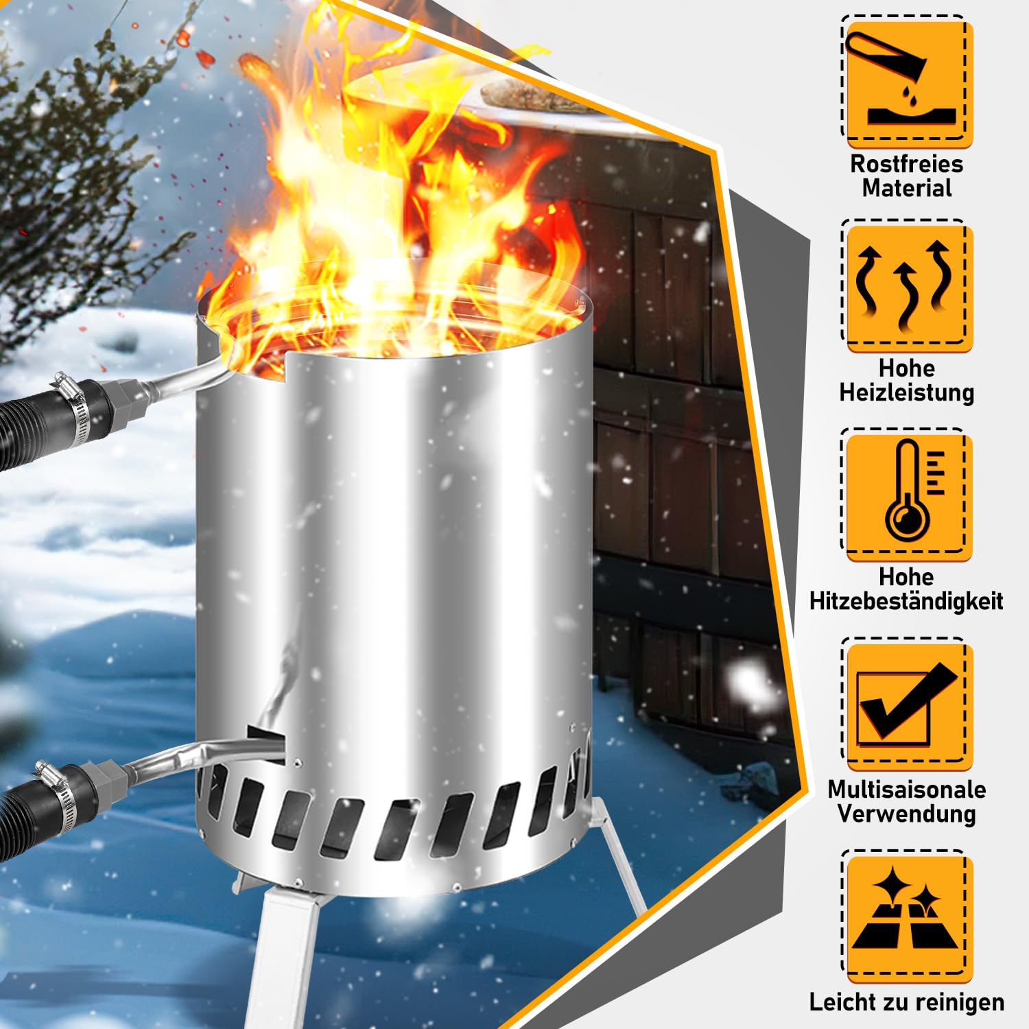 Ikodm 2 x riscaldatori per piscina, riscaldamento per piscina con fuoco, in acciaio inox, per piscine, forno per piscina con connettori da 36 – 38 mm, riscaldamento per piscina con tappetino