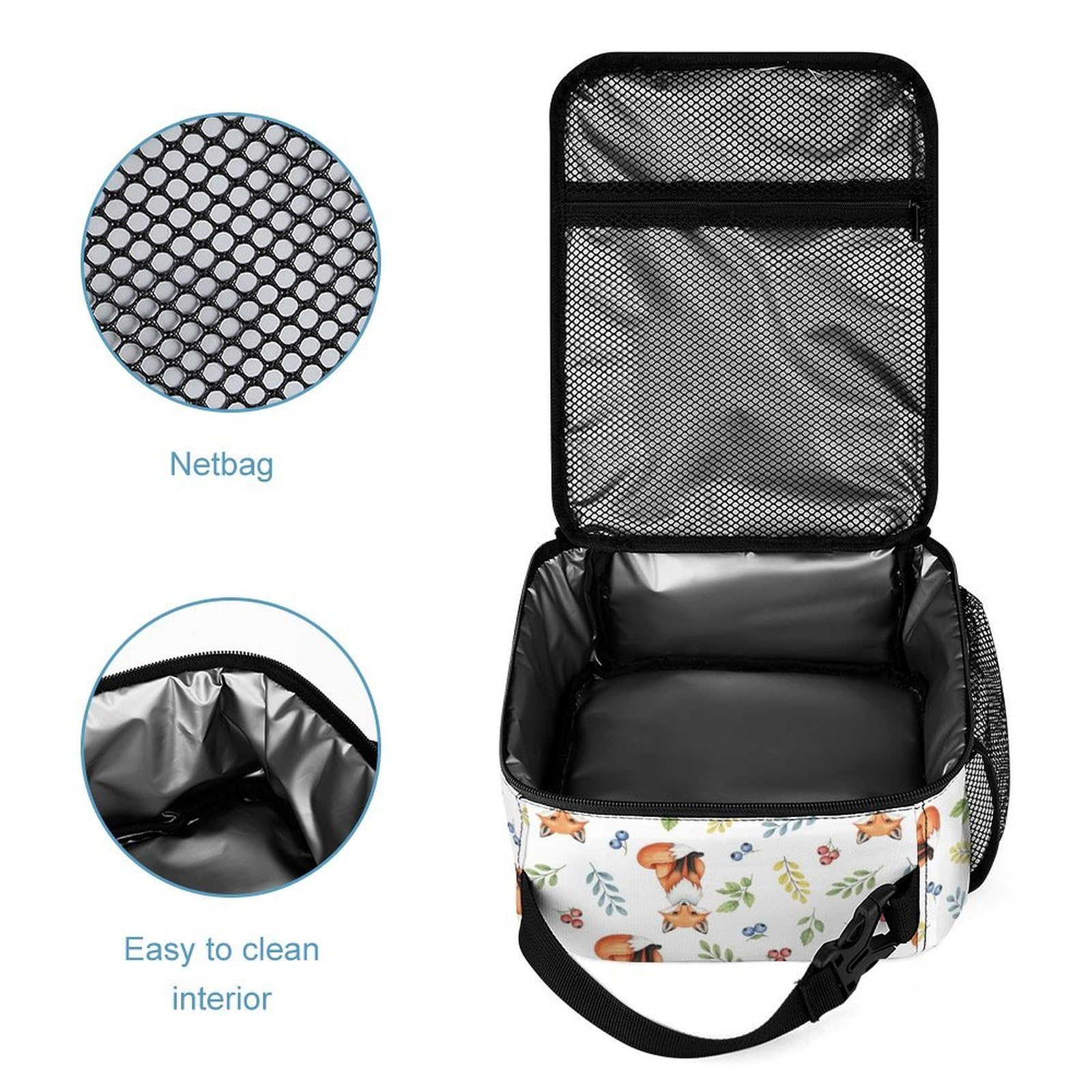 Ensemble sac à dos à motif renard, sac à lunch et trousse de maquillage inclus.