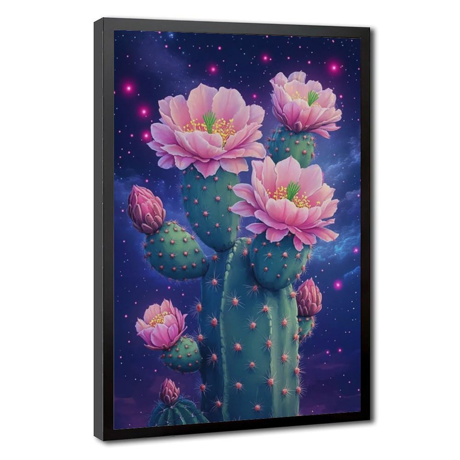 Bareronor Blooming Cactus Canvas Poster for Home Decor Gift