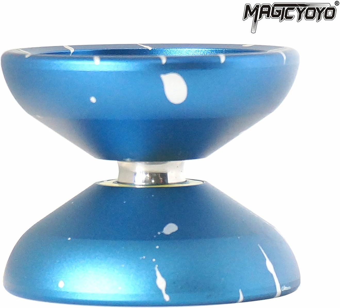 MAGICYOYO Professional Shark Honor N12 Spinning Yoyo,Sand Blasted Finish Yo-yo with 12 Yoyo Strings+Bag+Yo YO Glove (Blue with White)