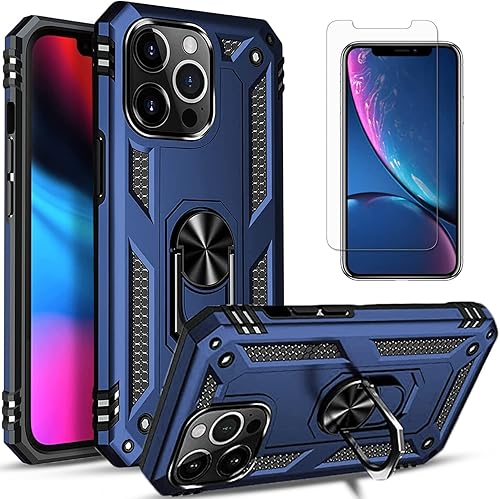 Miniatura 8 de STARSHOP Funda para teléfono 13 Pro, con protector de pantalla de vidrio templado incluido grado militar de 12 pies a prueba de golpes, anillo de