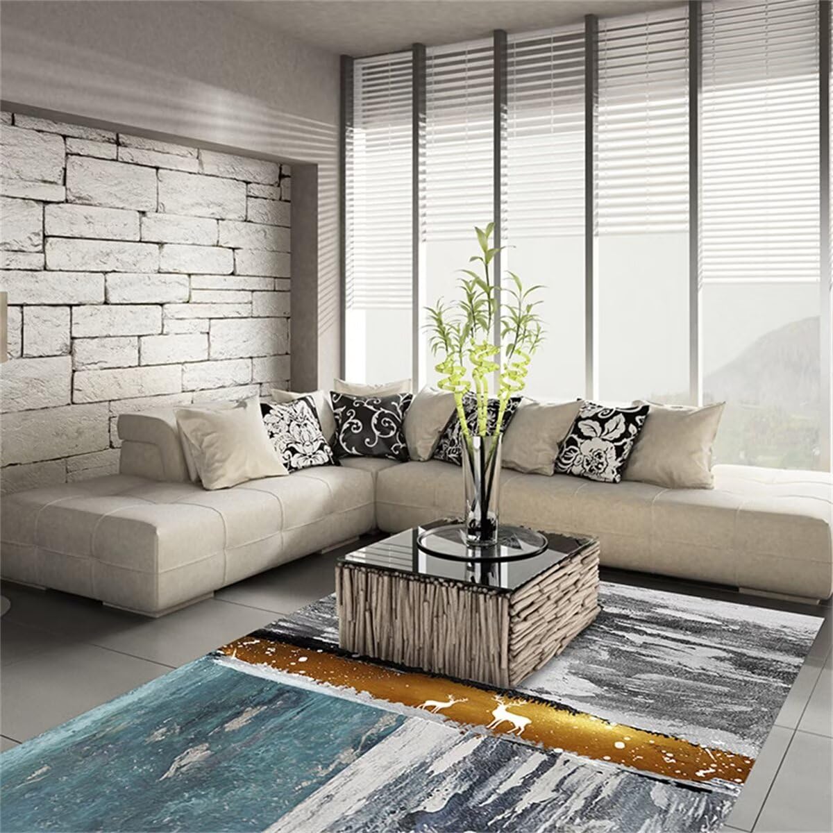 Revetement de sol home tapis créateur moderne gris épuré