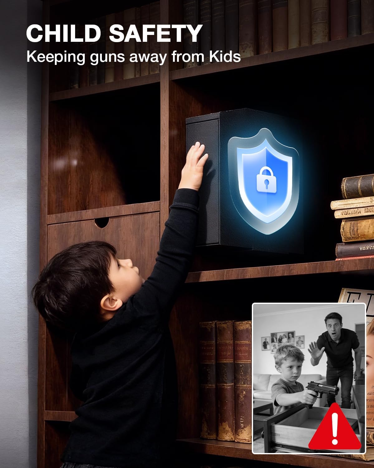 Pistol Safe Upgraded,0.1 Seconds Quick Access Auto Sliding Door Hand Gun Safe for Handgun,with Biometric Fingerprint, PIN Code,Key Access,for Bedside, Desk,Office Safety (Upgraded Pistol Safe)