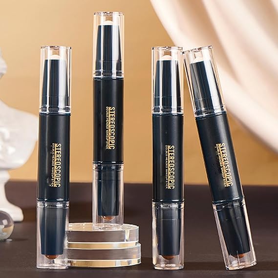 2-In-1 Contour Stick & Highlighter Makeup Stick - Smooth Cream Contour Bronzer Stick For Defining Sculpting Face - Waterproof Long-Lasting Multiuse Makeup stick For Medium Skin Tone