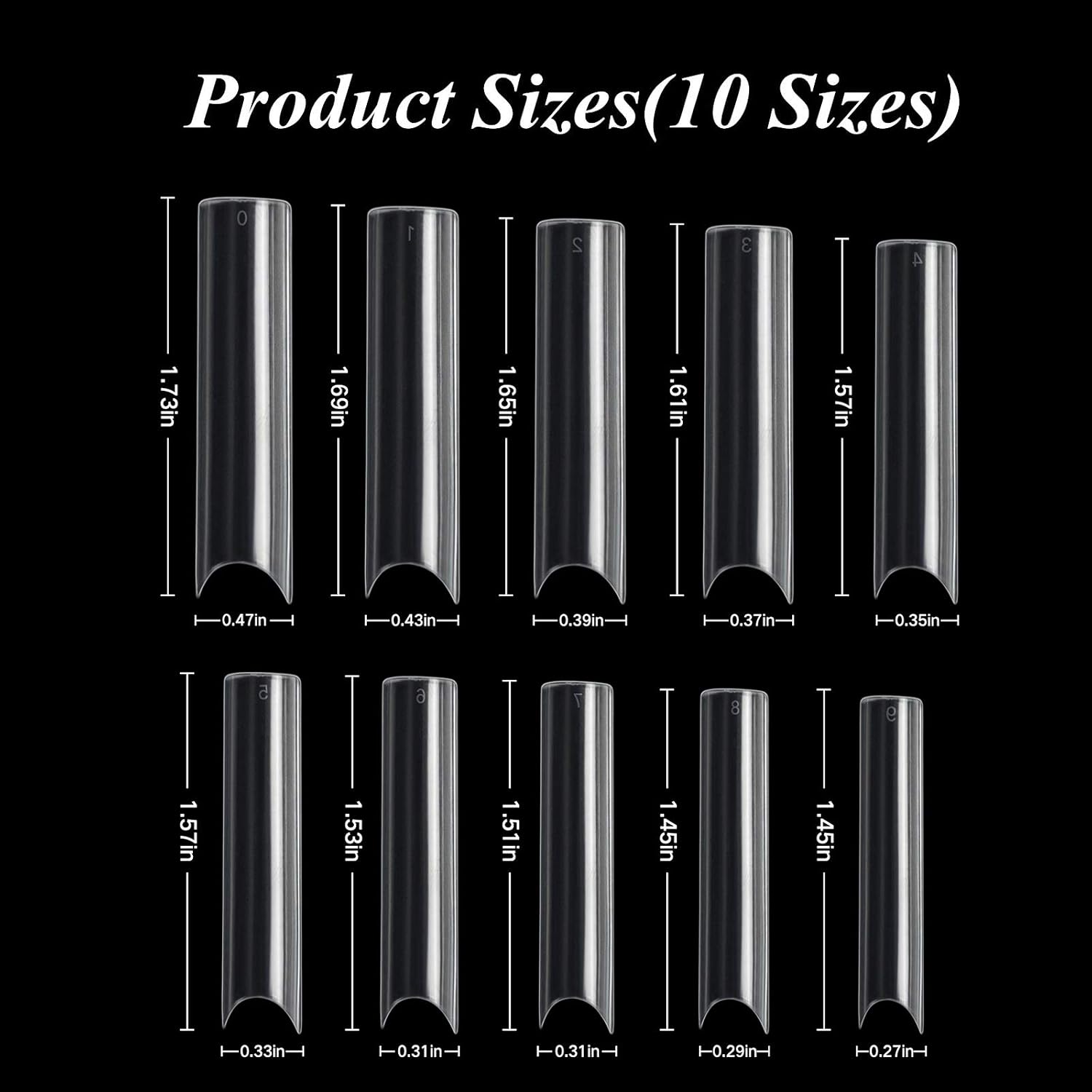 Vcedas Extra Long C Curve Nail Tips Half Cover 100PCS Extra Long Straight Square Tips for Acrylic Nails with Box
