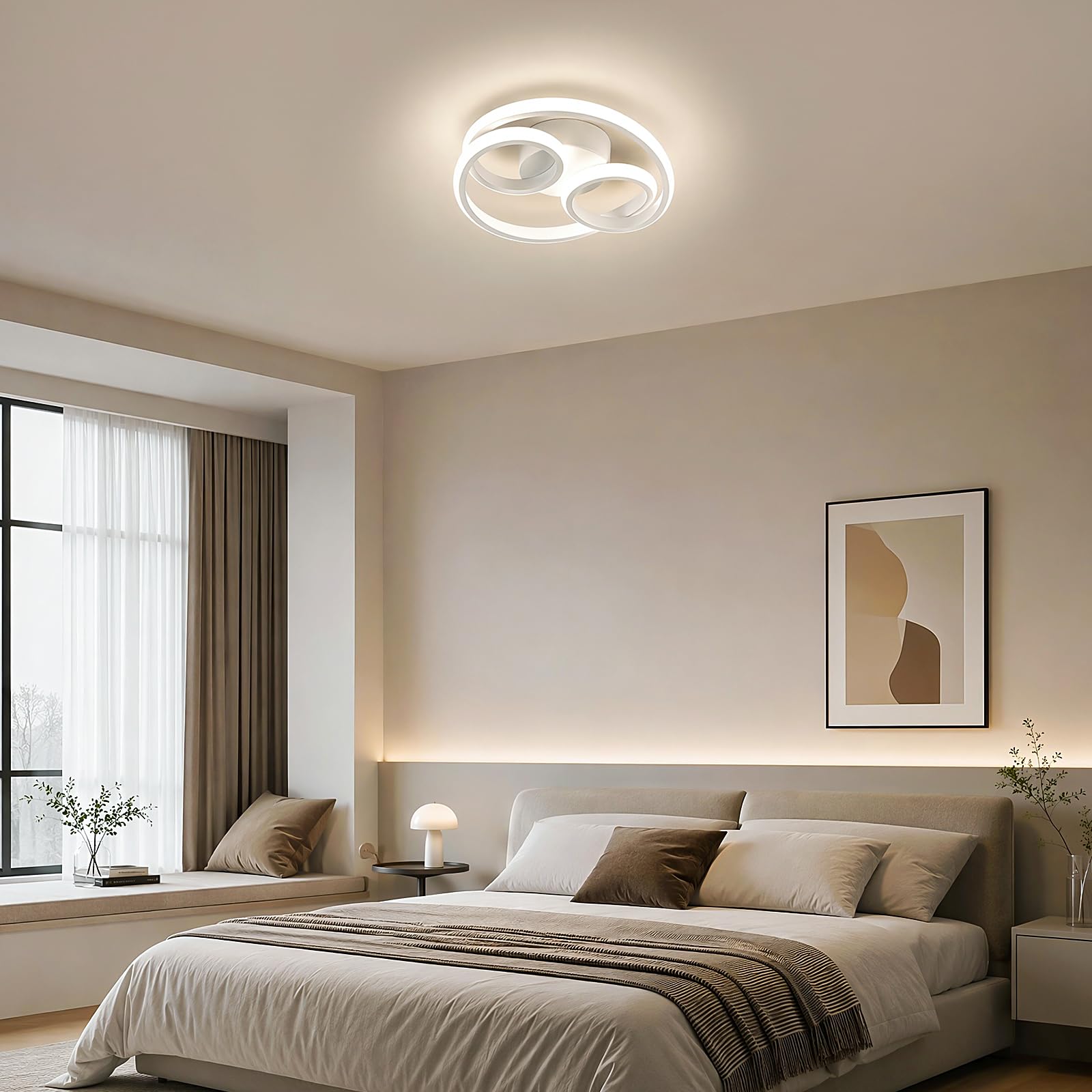 Plafonnier LED 36W 4000K, Luminaires intérieur Moderne Rond, Ø30cm