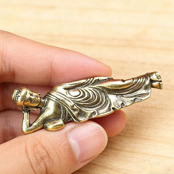 Solvind Solid Pure Brass Buddha Small Ornament Figurines Antique Copper Guanyin Sleeping Buddha Statue Desk Decorations Home Decor Craft Buda