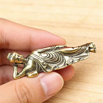 Solvind Solid Pure Brass Buddha Small Ornament Figurines Antique Copper Guanyin Sleeping Buddha Statue Desk Decorations Home Decor Craft Buda