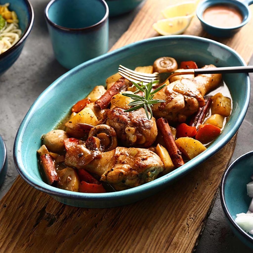 12in Ellipse Ceramic Large Fish Plate Multi-Purpose, High Temperature for Home Kitchen Tableware Western Dishes