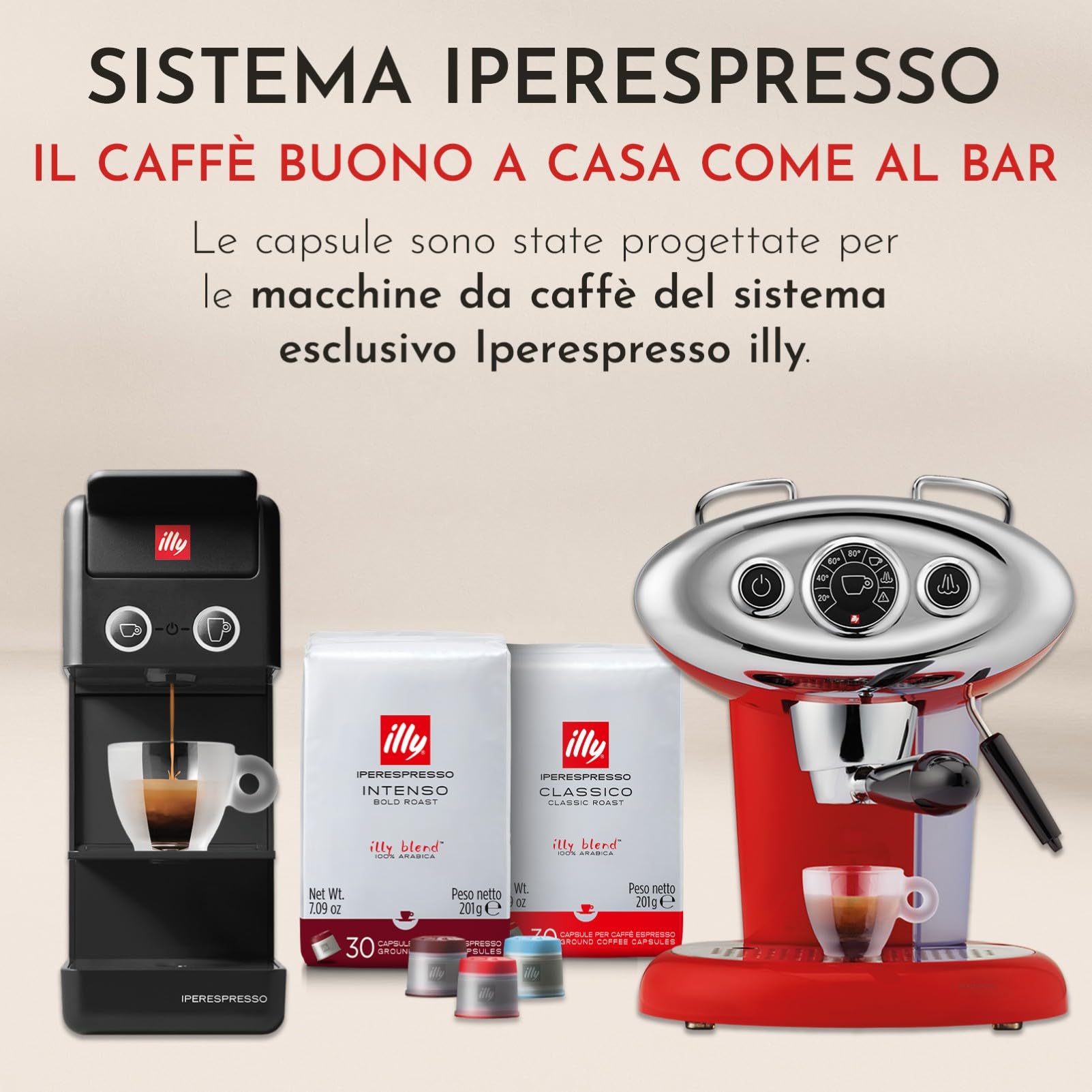 illy, Caffè in Capsule Iperespresso CLASSICO, 100% Arabica con Note di Fiori d'Arancio e Gelsomino, Gusto Morbido e Retrogusto Dolce, 1 Confezione da 30 Capsule