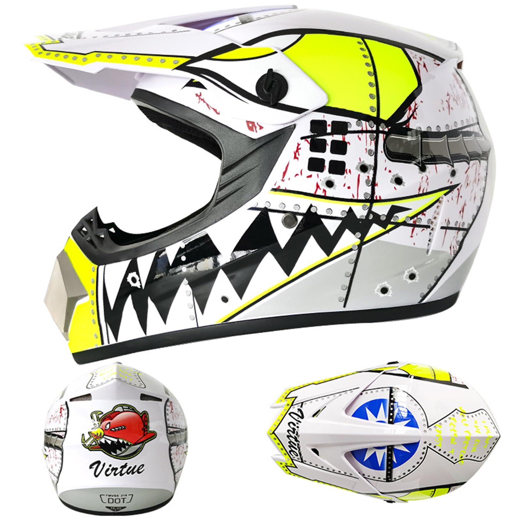 Casco da motocross Fullface MTB per bambini, guscio in ABS, casco da moto da uomo e da donna, downhill, casco da moto per bambini, ATV, con occhiali