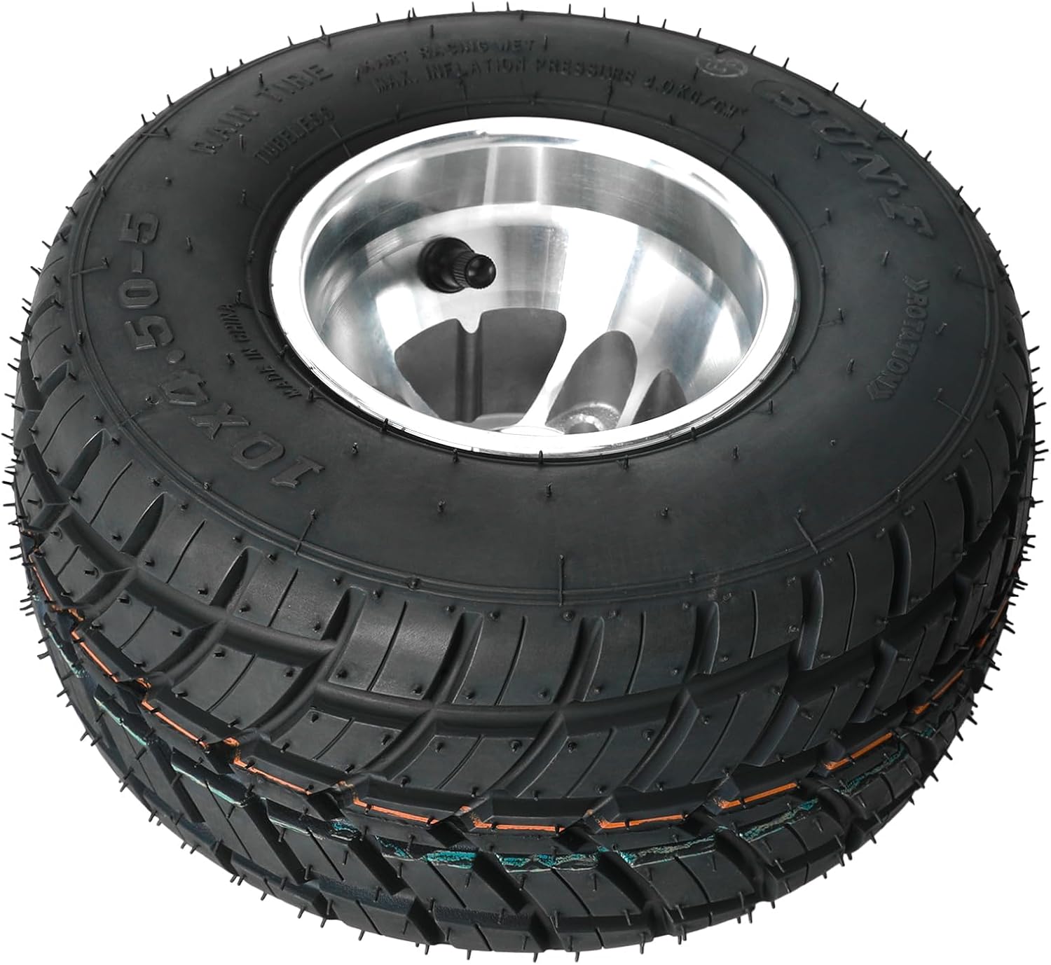 10x4.50-5 Go Kart Tire & Rim (1 Pack) – 5" ATV Rain Tire with 3-Stud 4Ply Tubeless, Perfect for Go Karts, ATVs, UTVs, Lawn Mowers, Drift Trikes & More
