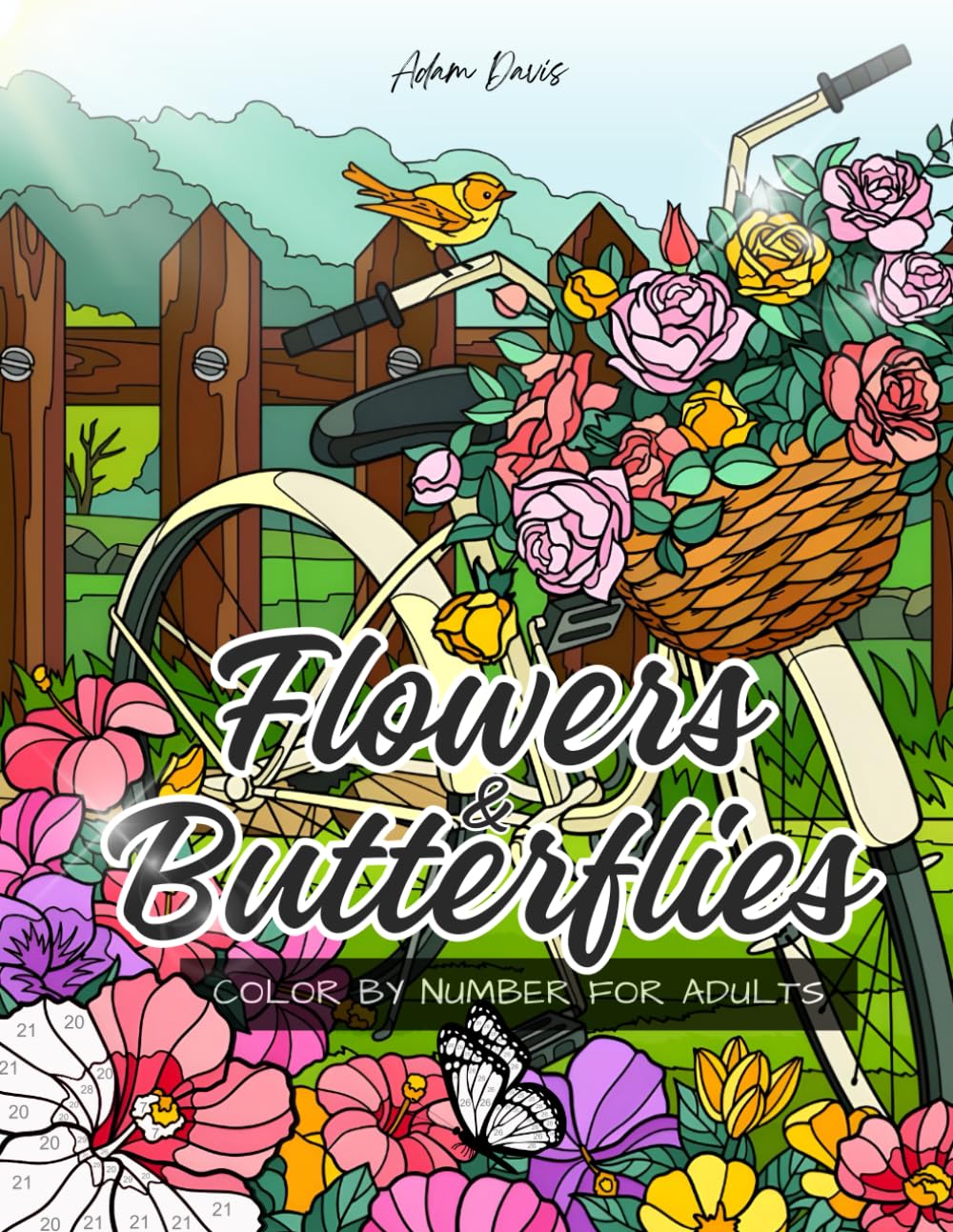 Flowers & Butterflies Color by Number for Adults: Coloring Book with 40 Beautiful Pages for Teens, Women and Seniors to Promote Relaxation and