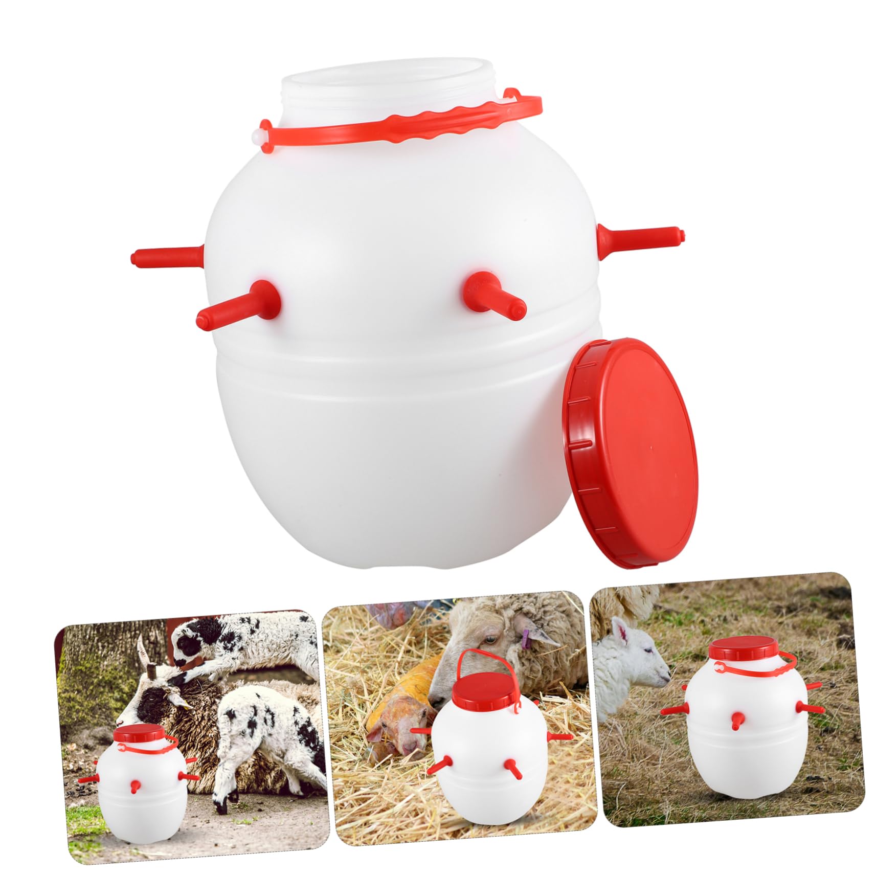 Biberon per agnelli, Biberon for agnello da 8 litri in silicone bianco con 8 capezzoli