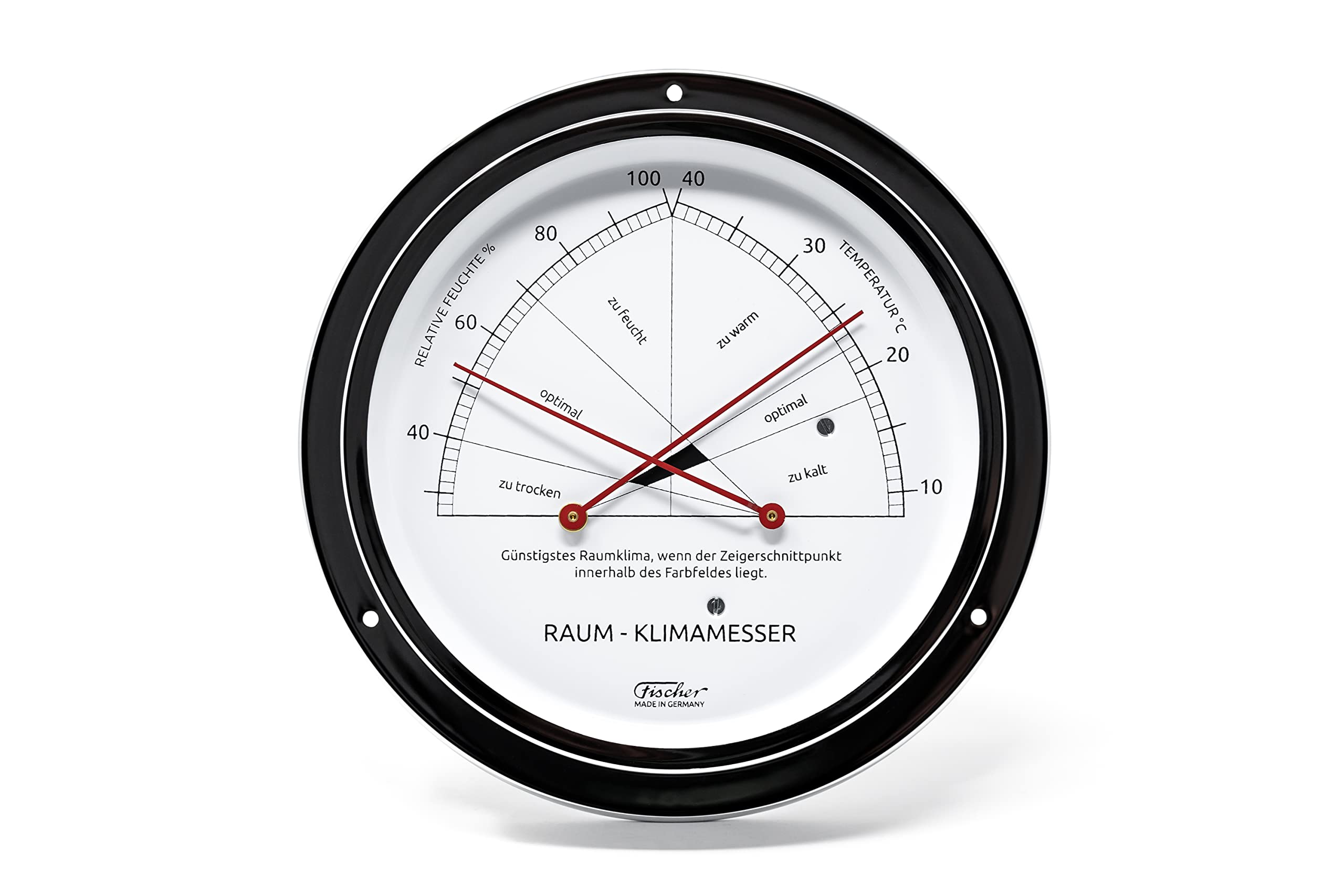 Fischer 5091-47 – Medidor de aire ambiente – Higrómetro sintético de 155 mm y termómetro bimetálico de latón fabricado en Alemania