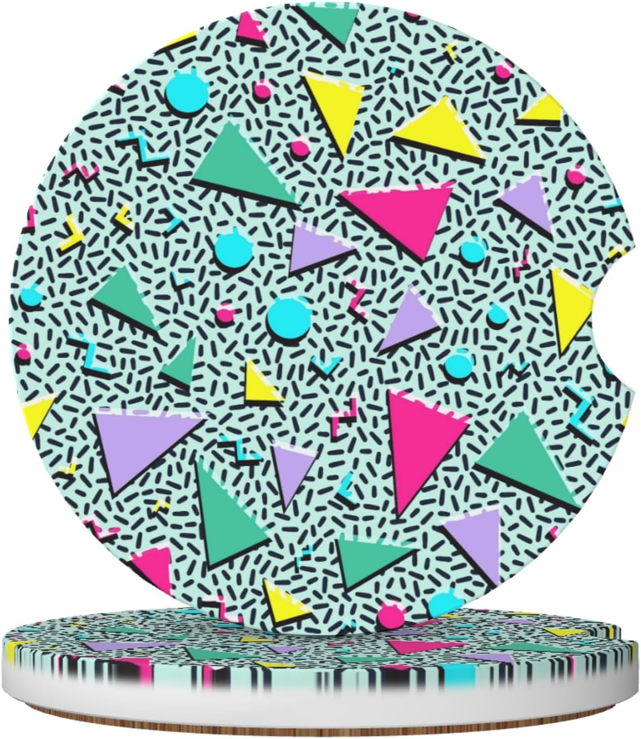 80s 90s Pattern Car Cup Holder Coasters 2 Pack 2.63" for Women