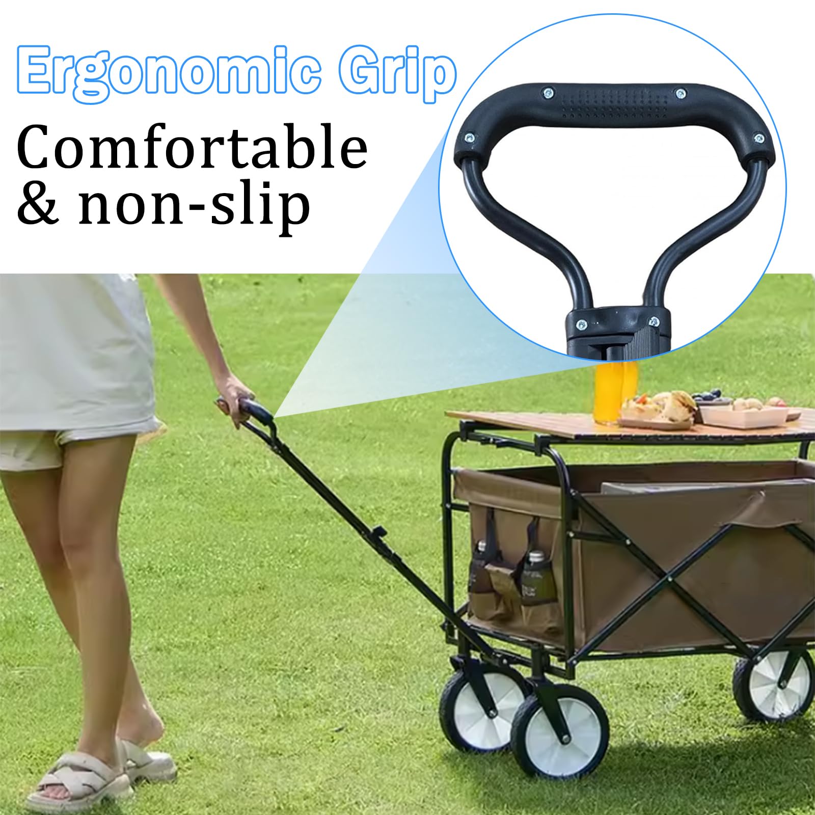 Poignée de Traction de Wagon de Jardin, poignée de Chariots de Camping pour Remplacement de Chariot de Camping extérieur, évolutif, 1 PC (Tirer) (Noir-Tirer)