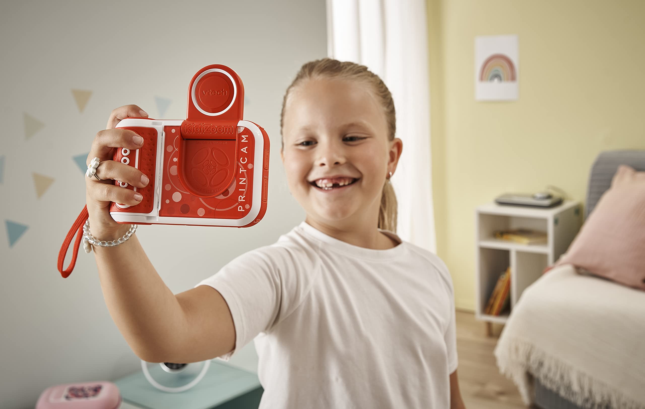 VTech Kidizoom Print CAM – Cámara Infantil Roja Con Impresión Instantánea – +5 Años – 5 MP, Pantalla 2.4″ – Incluye Papel Térmico Y Efectos – Versión Española