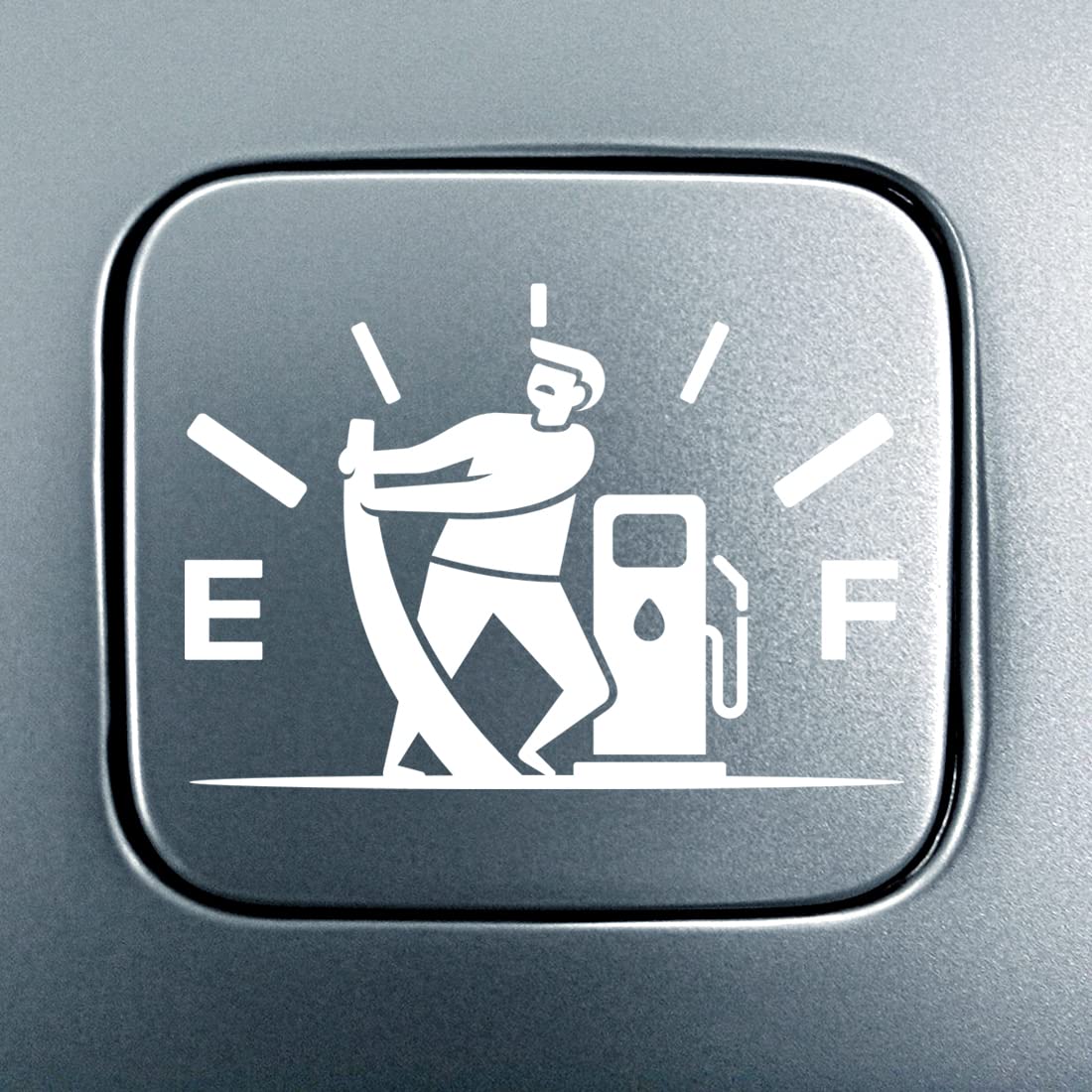 Wall4stickers White Funny Car Sticker Pull Fuel Tank Pointer Gas Consumption Decal Fuel Gauge Empty Stickers Decoration Fuel Tank Cap Truck Motorcycle Bumper