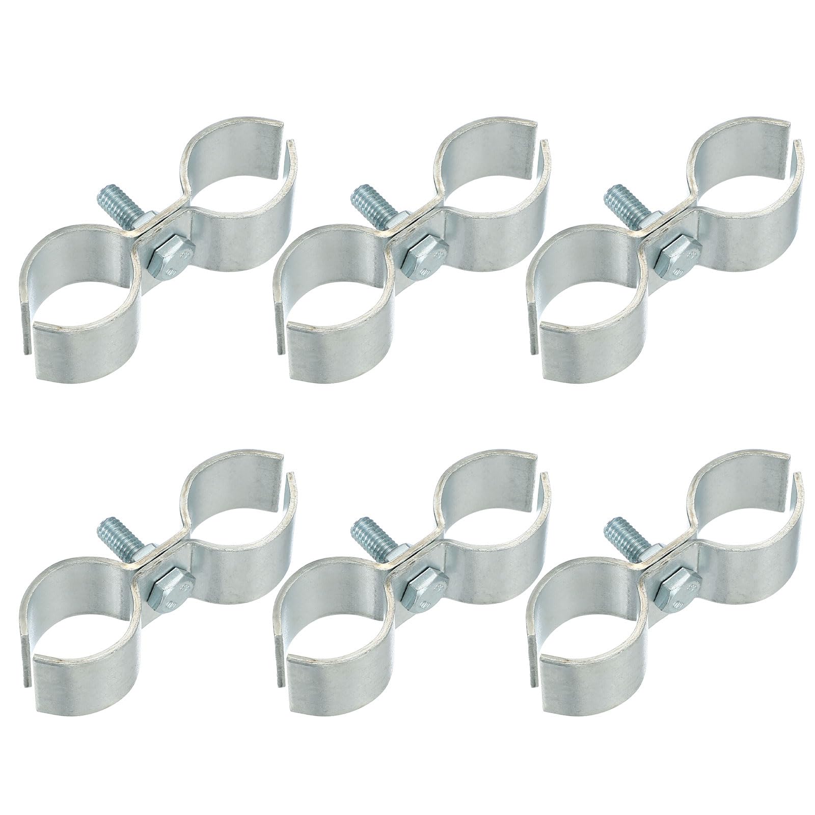sourcing map 6pcs Chain Link Fence Panel Clamps, Dog Kennel Clamps for 1" (25mm) Round Pipe Frame, Galvanized Steel Fence Connector Temporary Dog Cage Hardware Parts with Bolts and Nuts