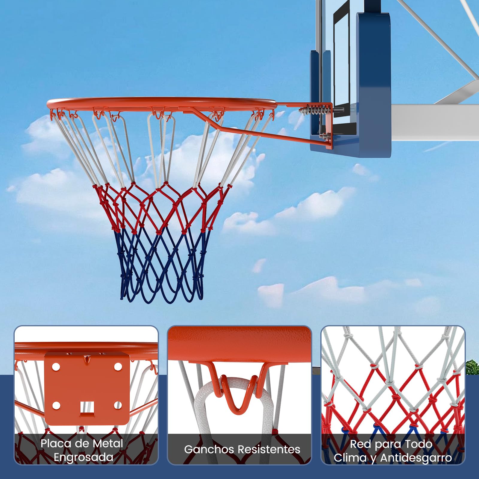 COSTWAY Aro de Baloncesto de 45 CM, Pared con Doble Resorte, Canasta Baloncesto Pared, Basketball Hoop Interior y Exterior para Niños y Adultos