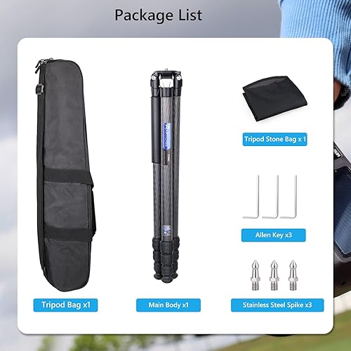 Miniatura 8 de Trípode de cámara de carbono de diseño compacto con bolsa de piedra de 1.280 in Max Leg Tube estable ligero soporte de viaje de fibra de carbono
