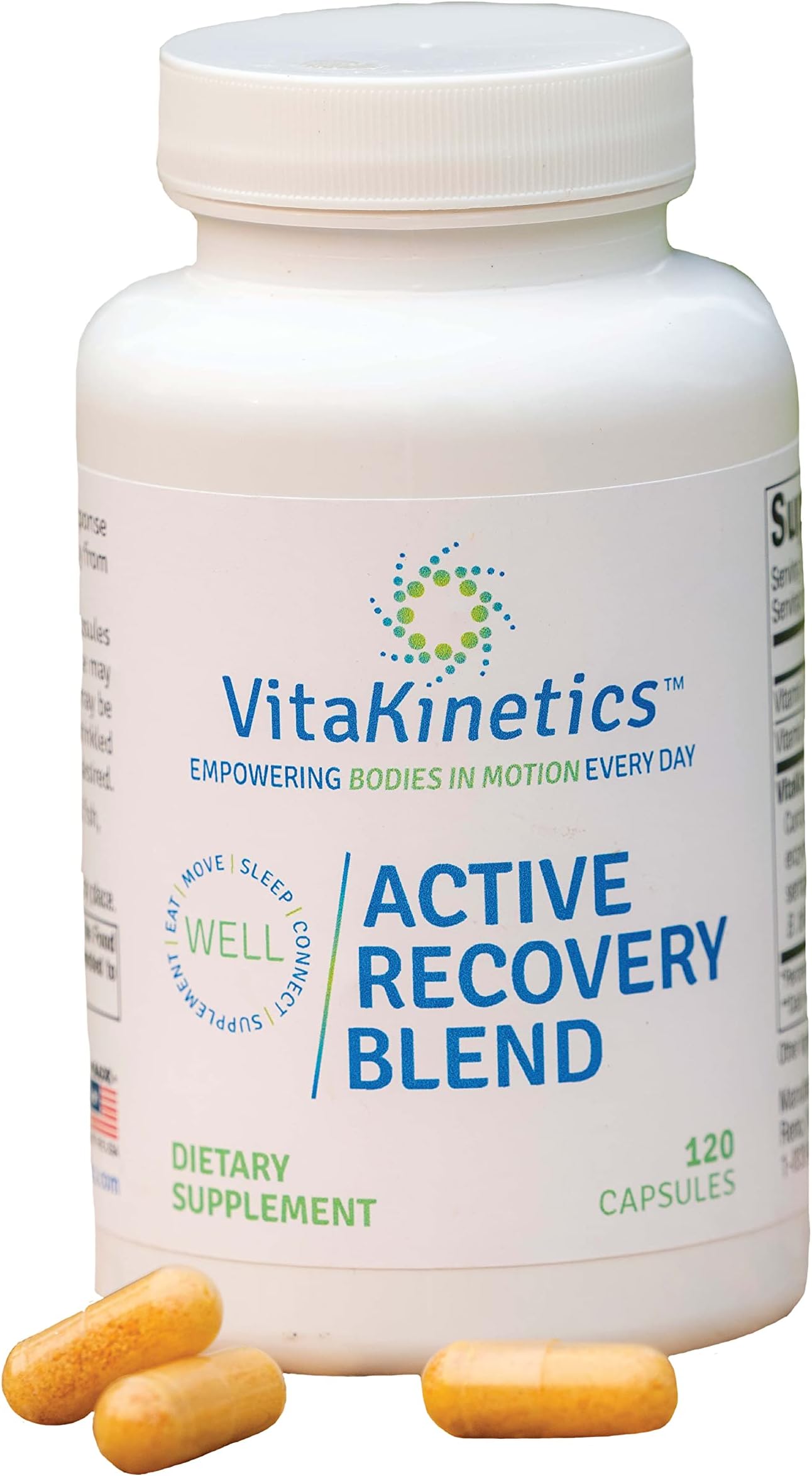 Active Recovery Blend Supplements | Gut Health, Immune Support, Nutrient Absorption, Inflammation Reduction | Vitamin D3, Vitamin C, Turmeric, Curcumin, Enzymes, Prebiotics, 120 Capsules