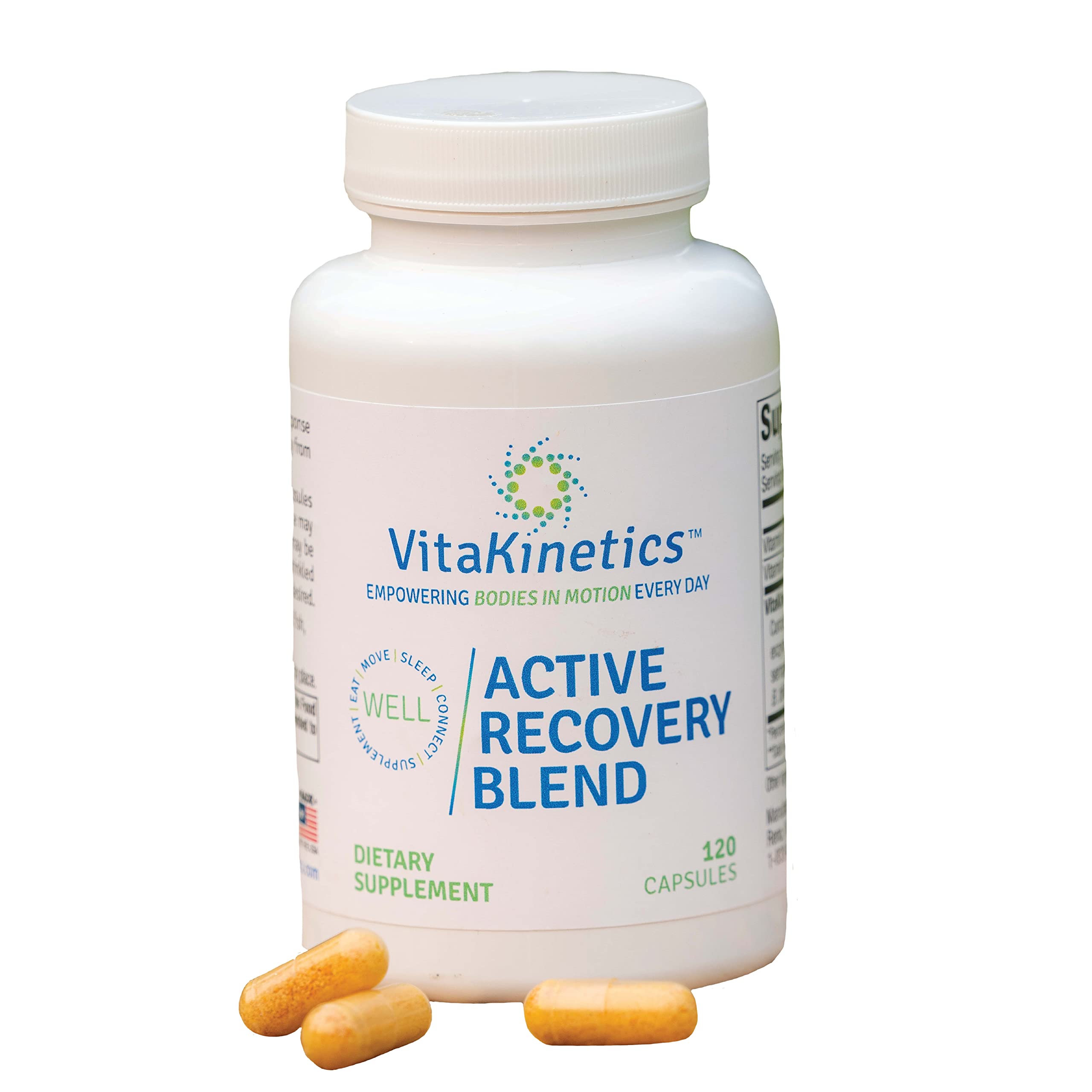 Active Recovery Blend Supplements | Gut Health, Immune Support, Nutrient Absorption, Inflammation Reduction | Vitamin D3, Vitamin C, Turmeric, Curcumin, Enzymes, Prebiotics, 120 Capsules