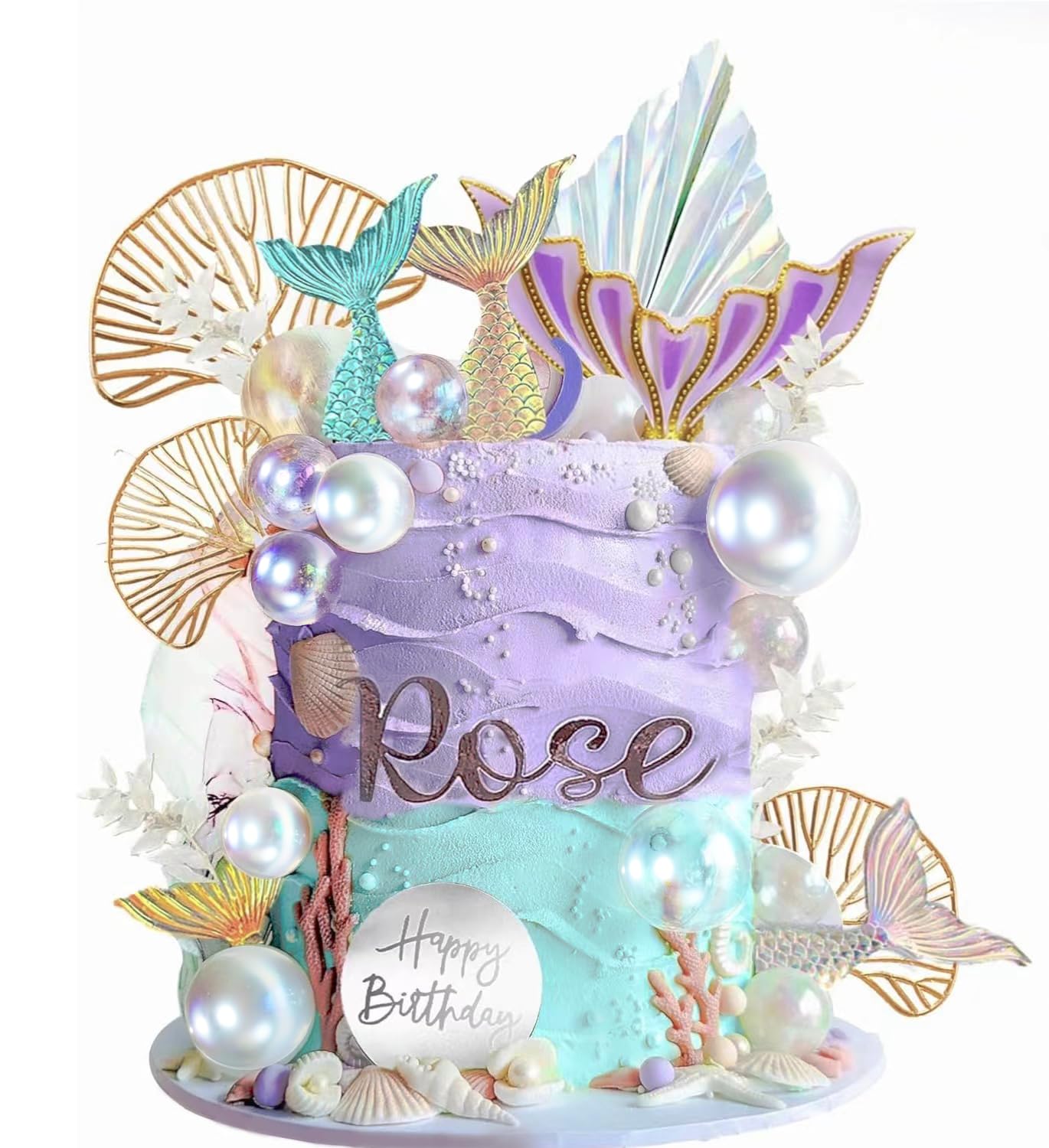 Mermaid Cake Topper Birthday Decorations Set - 27pcs...