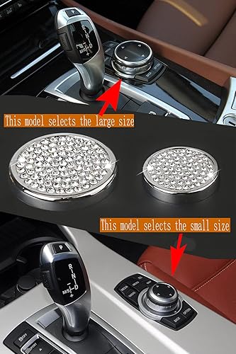Miniatura 7 de Bling Media - Funda de botón iDrive, accesorios de automóvil, calcomanías de metal para decoración interior de automóvil, piezas compatibles con BMW