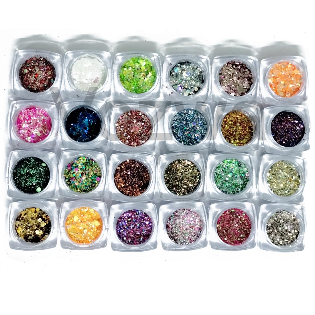 Vizo 24 Colors Eyeshadow Glitter Powder with Glitter Glue | Chunky & Fine Pressed Glitter Eye Shadow Palette | Shimmery Glossy Multicolor Pigment Powder for Makeup, Party, Festival, Girls, Women-image-11