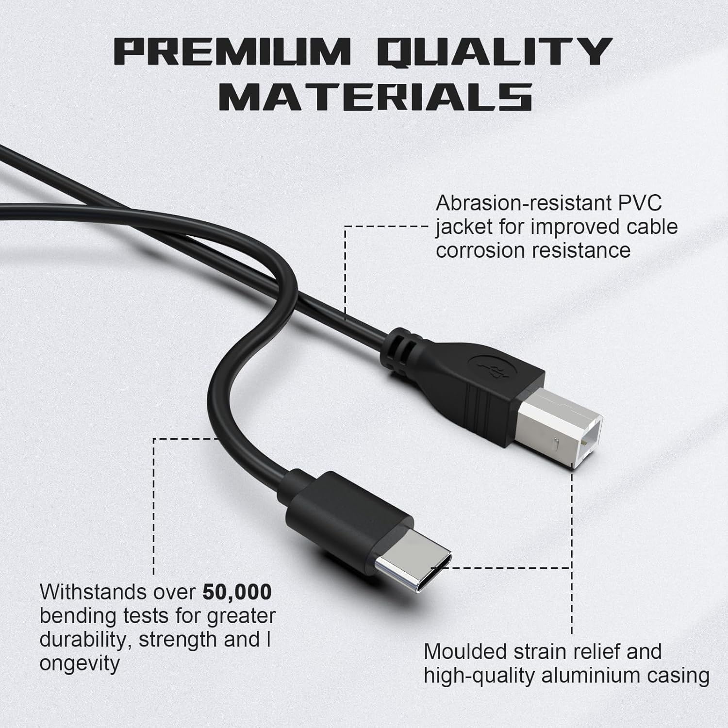 USB C to USB B Midi Cable, Type C to USB Midi Interface Lead Compatible with MIDI Controller, Keyboard - Image 3