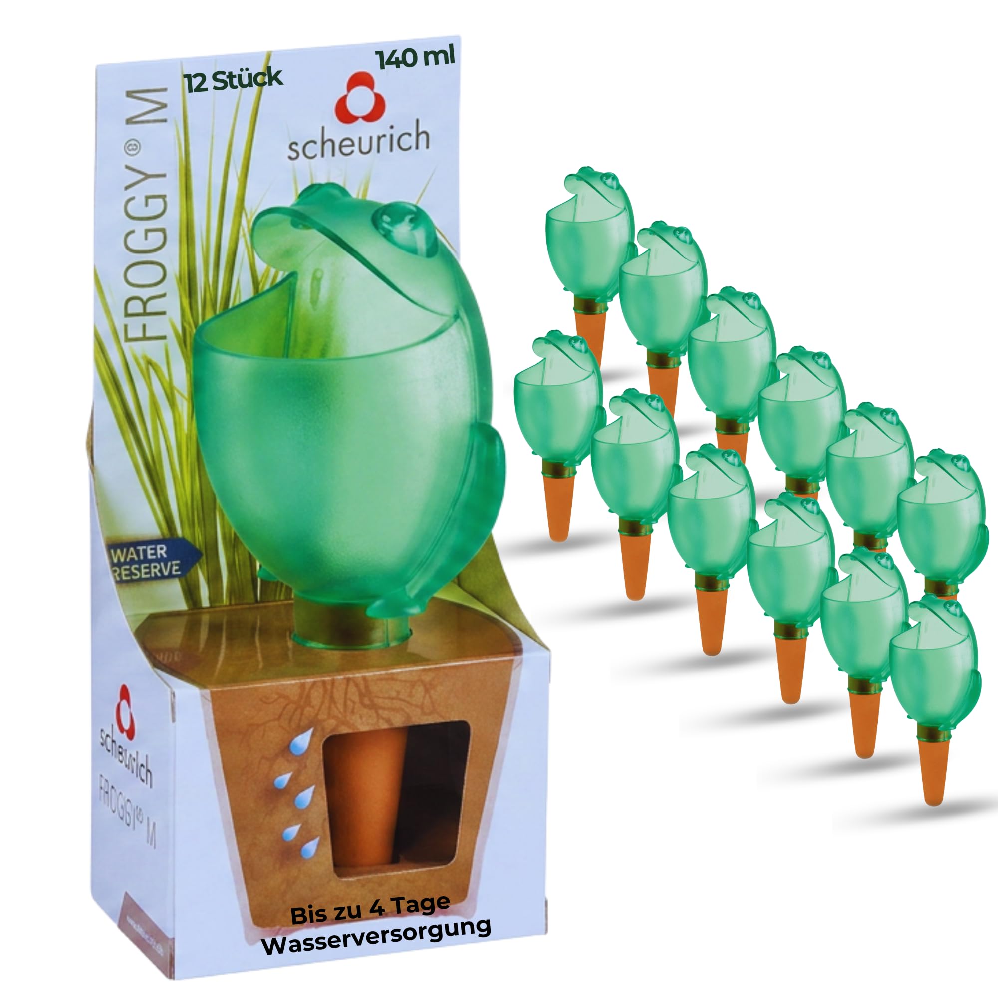 Dozownik wody "Froggy" M kolor zielony, rozmiar 15 cm, pojemność 140 ml do 4 dni nawadniania roślin (12)