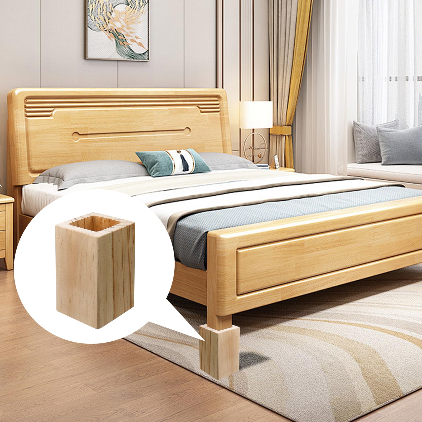 Semetall Elevadores de cama de madera, elevadores de muebles resistentes para sofá, cama, mesa de escritorio (elevación de 10 cm), se adapta a 2 x 2 pulgadas, juego de 4