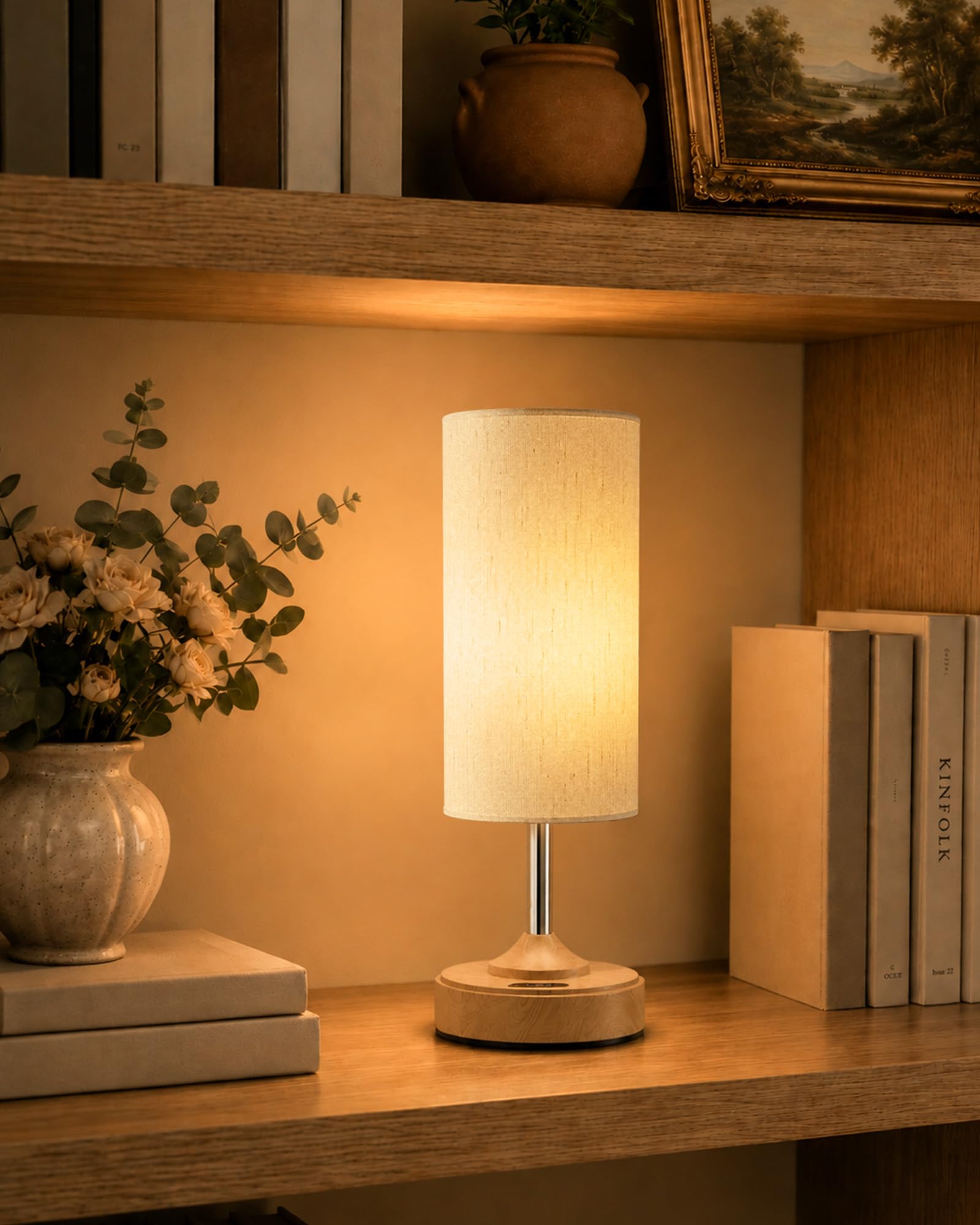 EZVALO Nachttischlampe Touch Dimmbar, Kabellose LED-Tischlampe mit 4000-mAh-Akku, Stufenlos Dimmbar und Timer, Einschlaflicht mit USB-C, 2700 K Warmweiß für Schlafzimmer und Wohnzimmer (2 Stück)