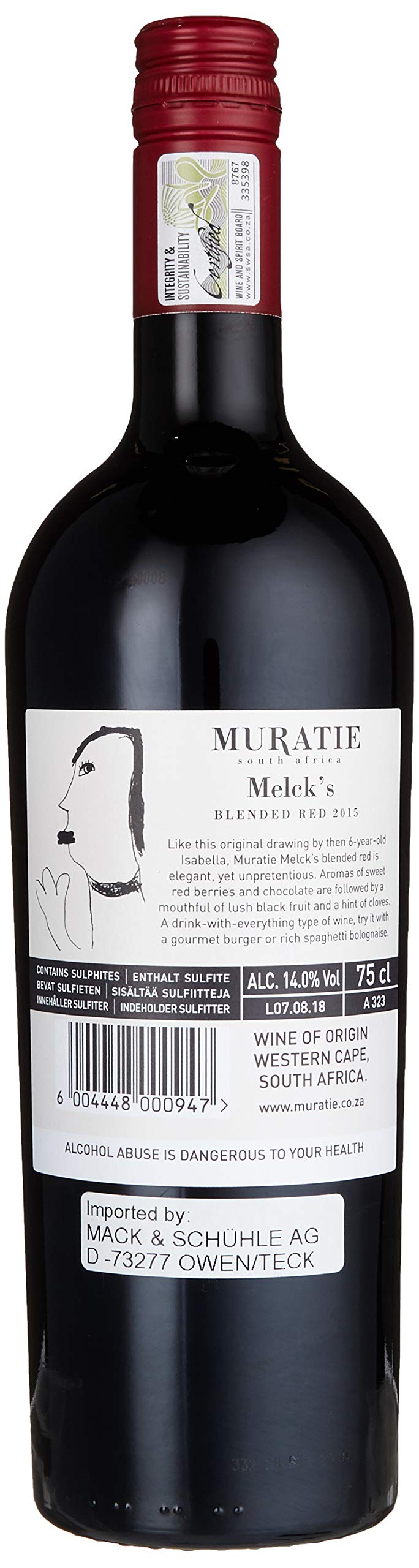 Muratie Estate Melck´s Blended Red (1 x 0.75l) (Packung mit 6)