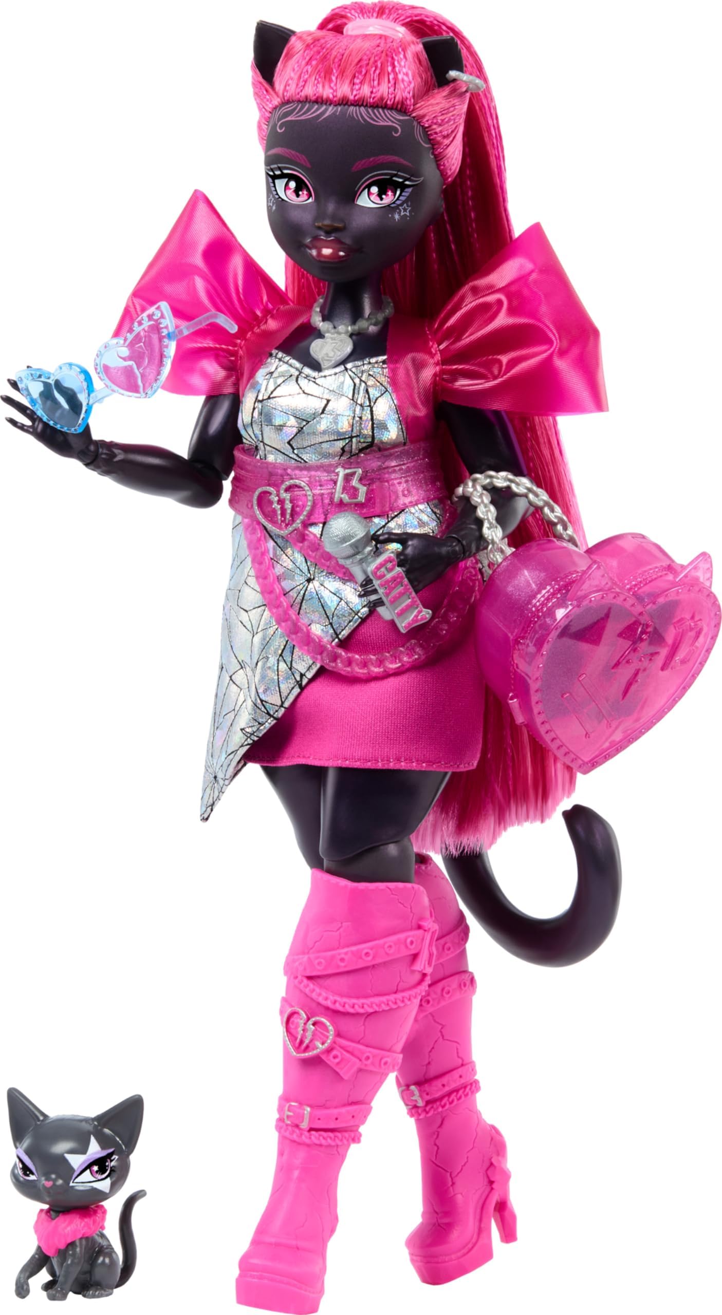 Monster High Catinoir Doll with Pet Cat Amulet, Backpack, Music Book, Microphone and More Accessories