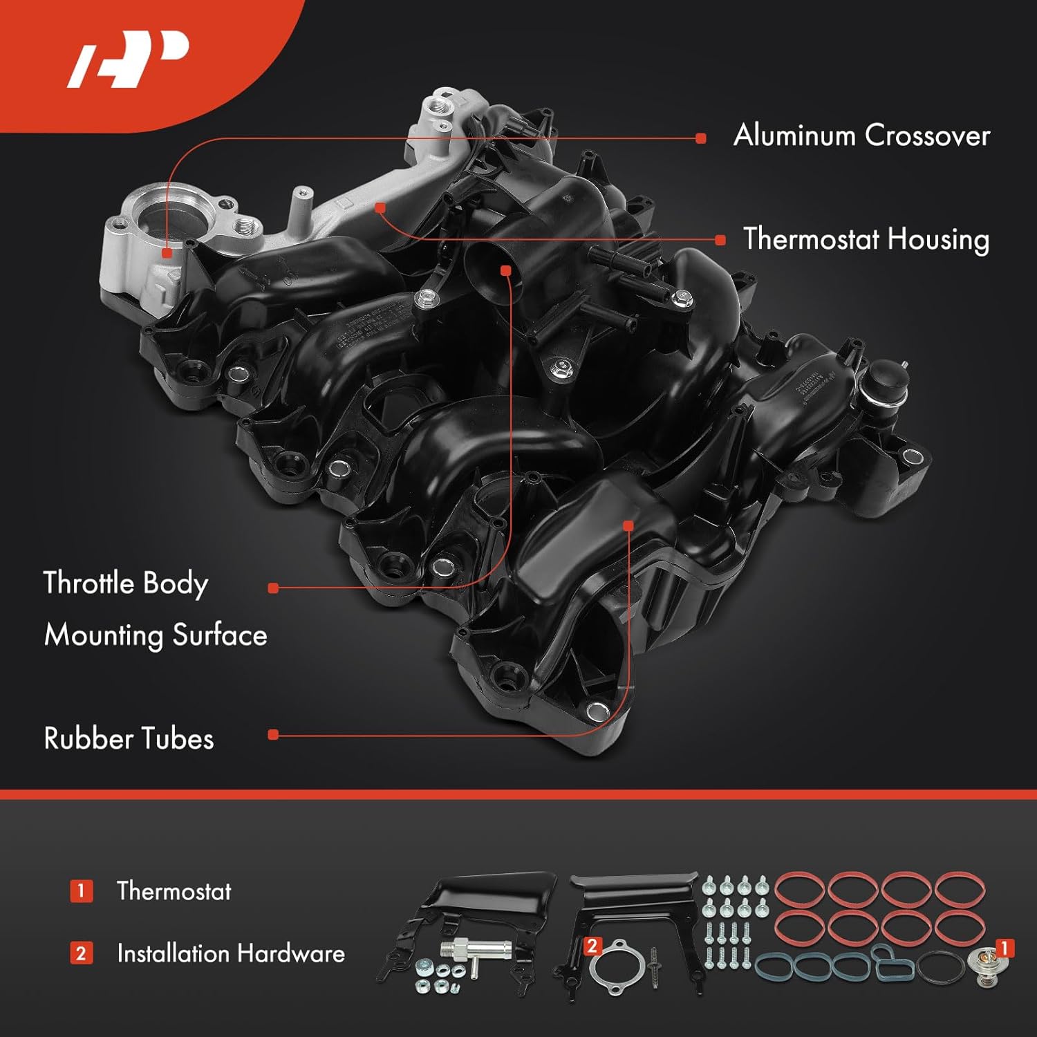 A-Premium Engine Upper Intake Manifold W/Gasket [SOHC, 8Cyl 4.6L] Compatible with Ford F-150 2007-2008, E-150 2007-2008, E-250 2007-2008, Lobo 2007-2008, Petrol