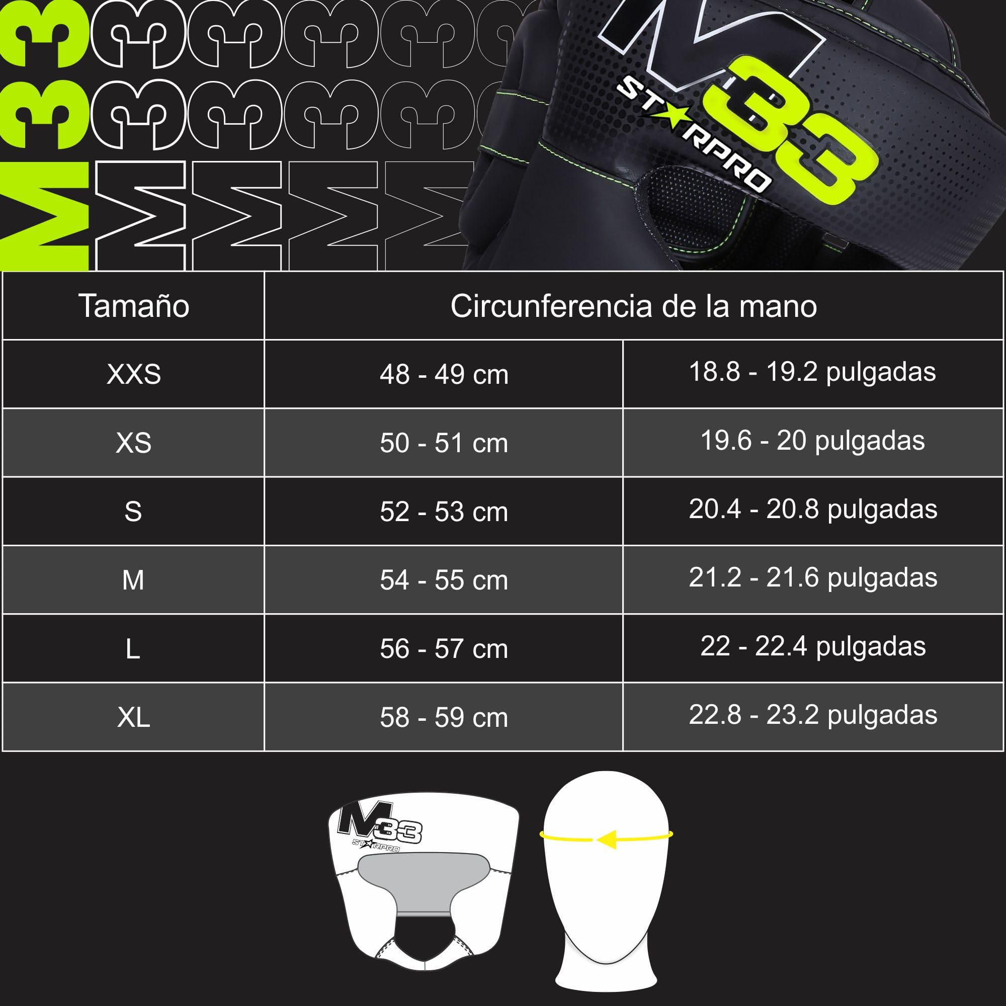 Starpro M33 Casco Boxeo de Cuero sintético Mate - Protección para la Cabeza y Las mejillas para Sparring en Boxeo Muay Thai Kickboxing Entrenamiento y peleas - Hombres y Mujeres - Negro y Verde