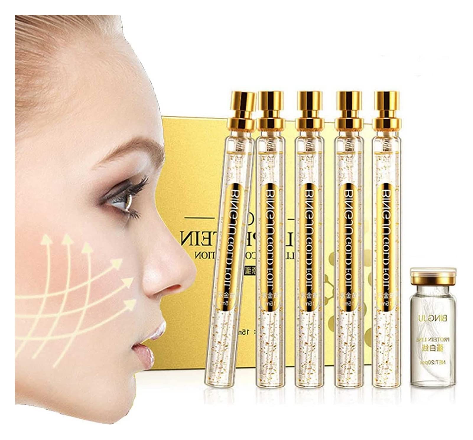 Instalift Protein Thread Lifting Set, Absorbable Soluble Protein Thread and Nano Gold Essence Combination, Reduce Fine Lines Wrinkle, Korean Gold Collagen Set,Face Line Carving Essence Kit Reduce Fine