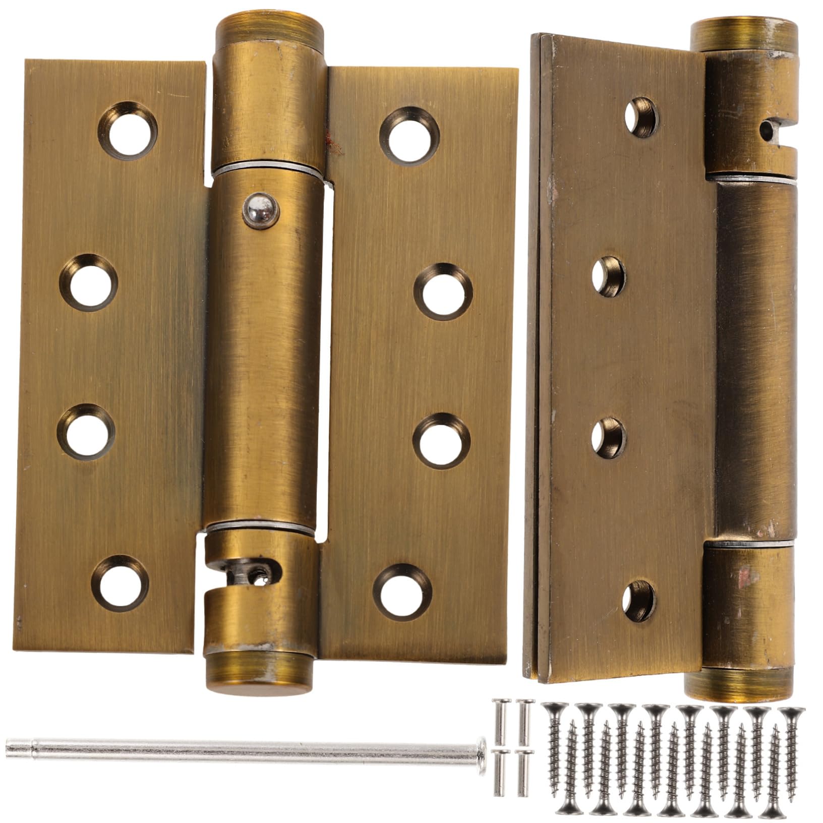 BESTonZON 2Pcs Self Closing Door Hinges, Antique Brass Spring Loaded Set