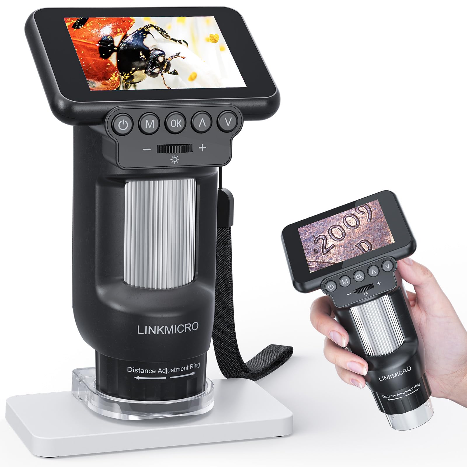 LINKMICRO LM013 Microscope for Kids Portable Handheld with 2.8" LCD Screen, Pocket Microscope Kit for Kids 8-12, USB Coin Magnifier for Adults, 8 LED, Microscope Slides