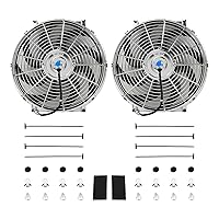 Vista 12 de Ventilador eléctrico universal de 25,4 cm, delgado, push/pull para radiador, 12V 80W, kit de montaje de alto rendimiento, rojo, 2 piezas