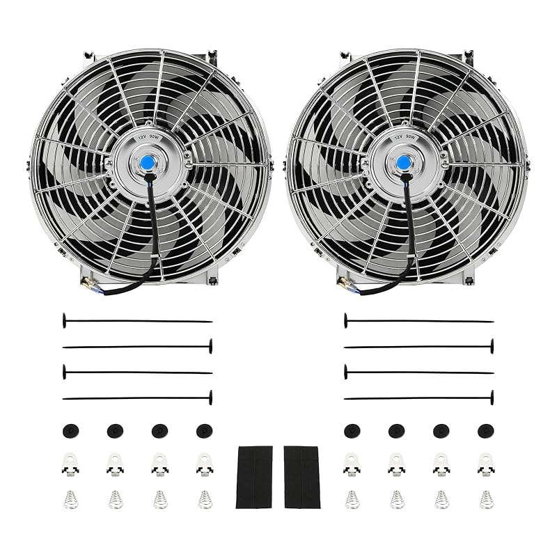 Kit com 2 Ventoinhas Elétricas Slim para Radiador FGJQEFG 12 V, 80 W, 14" – Push/Pull